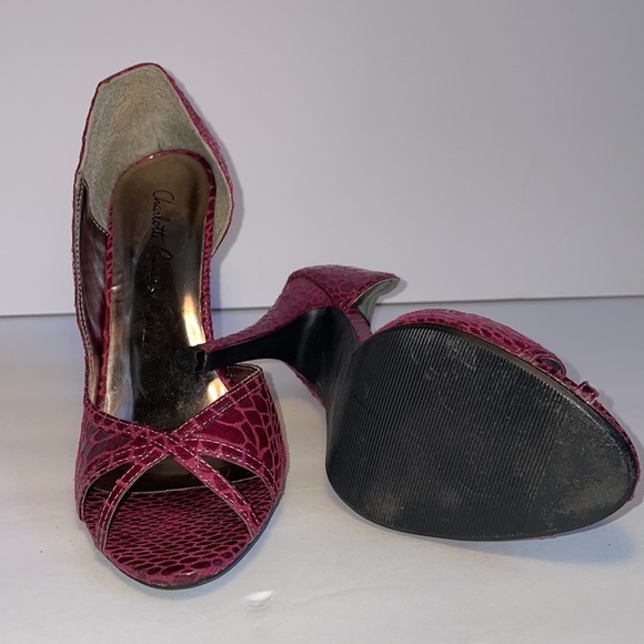 CHARLOTTE RUSSE Fuschia snakeskin heels in women’s size 6 - Picture 11 of 12